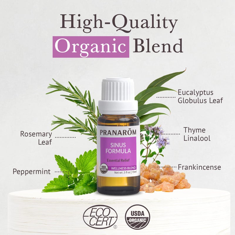 Pranarom - Sinus Formula Essential Oil Blend, Organic Essential Oils for Health, Essential Oils for Wellness, Aromatherapy Essential Oils, Certified Organic, 15ml - Image 3